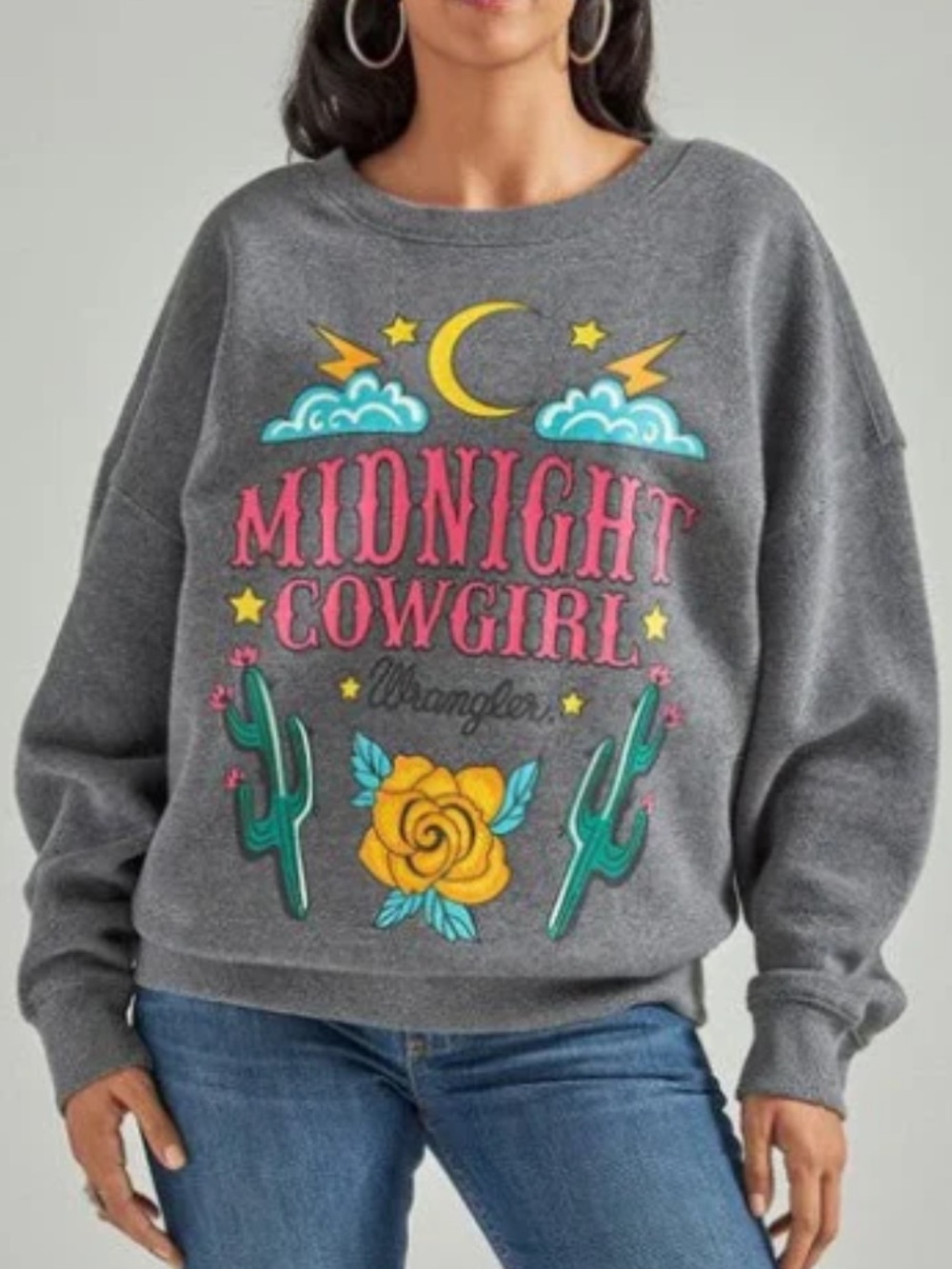 NWT Wrangler Women's Retro Midnight Cowgirl Oversized Sweatshirt Small